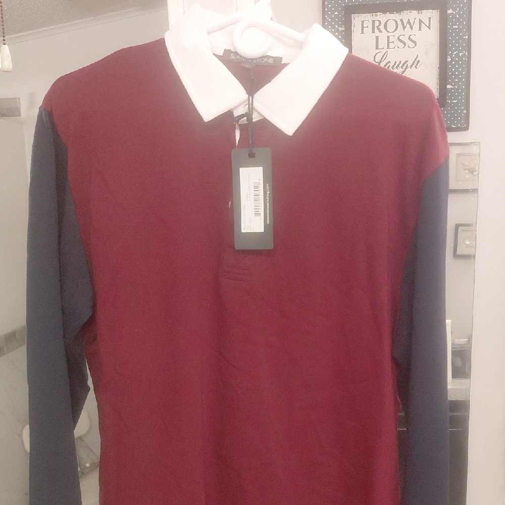Slate & Stone Maroon and Dark Blue Casual Shirt